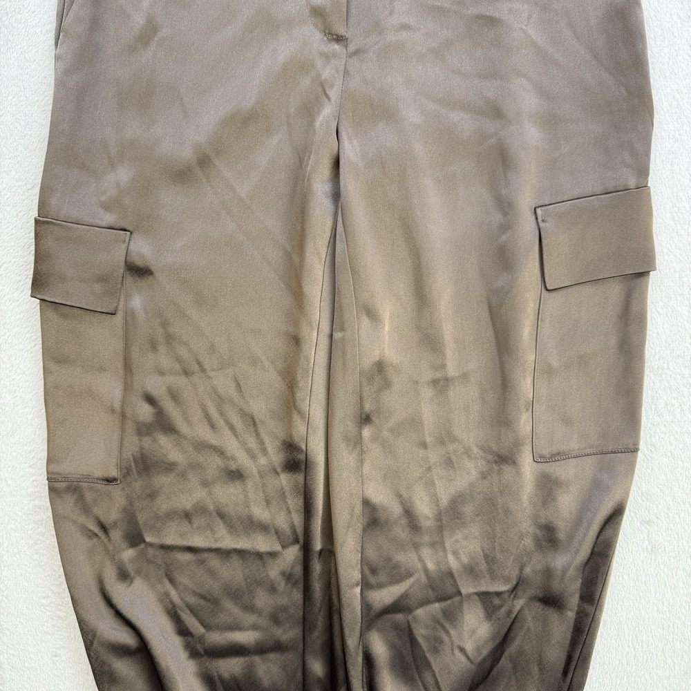 Aritzia Babaton Pants Womens Size 2 Brown Refined Satin High Waisted Cargo - Picture 3 of 12
